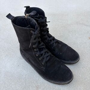 Burberry black suede zip-up boots